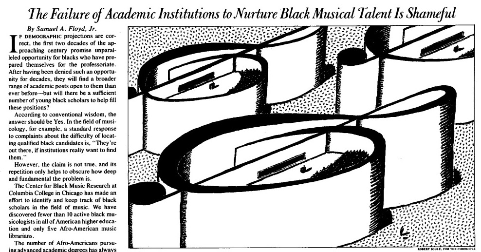 Floyd, Jr.'s, article as it was printed in the Chronicle of Higher education with the headline: "The Failure of Academic Institutions to Nurture Black Musical Talent Is Shameful."